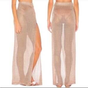 Superdown Keva metallic knit maxi skirt bronze - XS